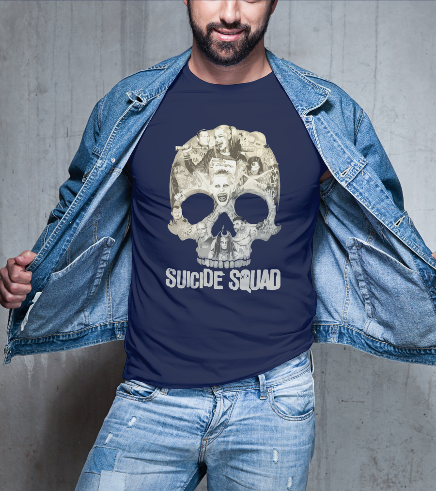 Suicide Squad Skull Collage With Iconic Characters T-Shirt