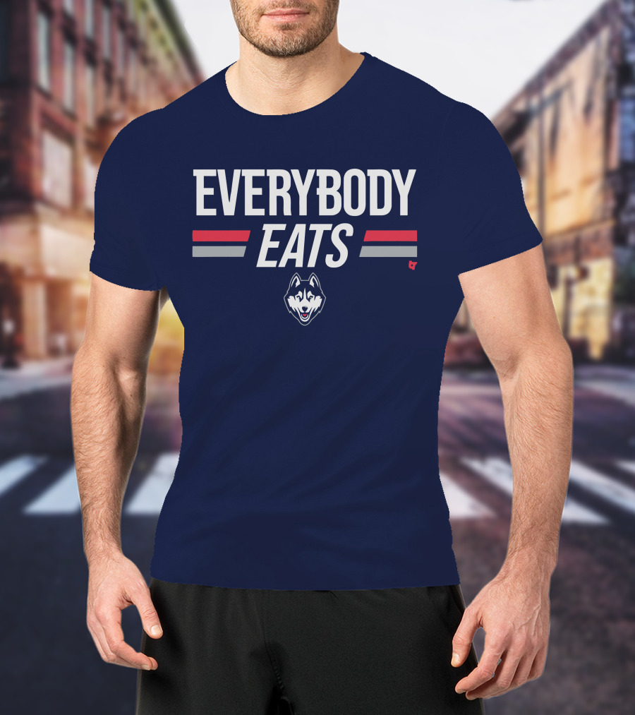 UConn Everybody Eats Husky Logo Navy Blue T-Shirt