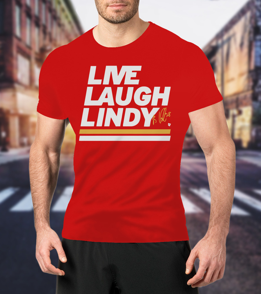 Elias Lindholm Live Laugh Lindy Bold Red Text With Signature T-Shirt