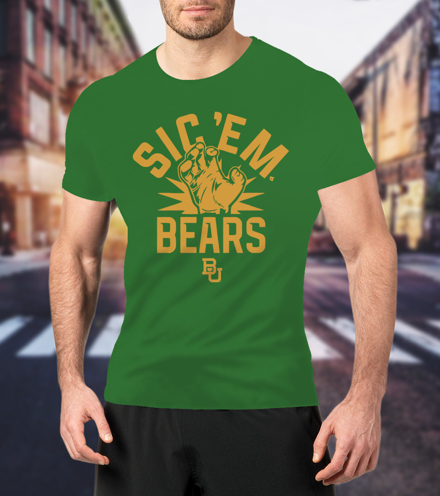Sic 'Em Bears BU Baylor Paw Green Gold T-Shirt