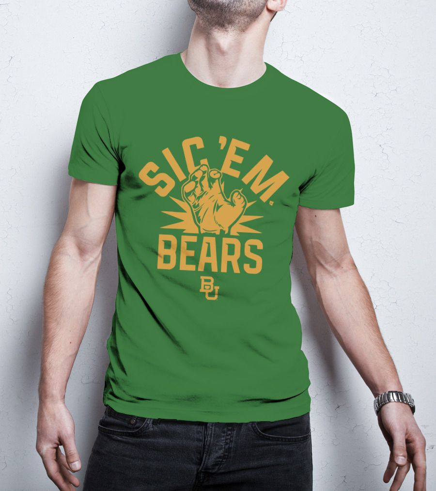 Sic 'Em Bears BU Baylor Paw Green Gold T-Shirt