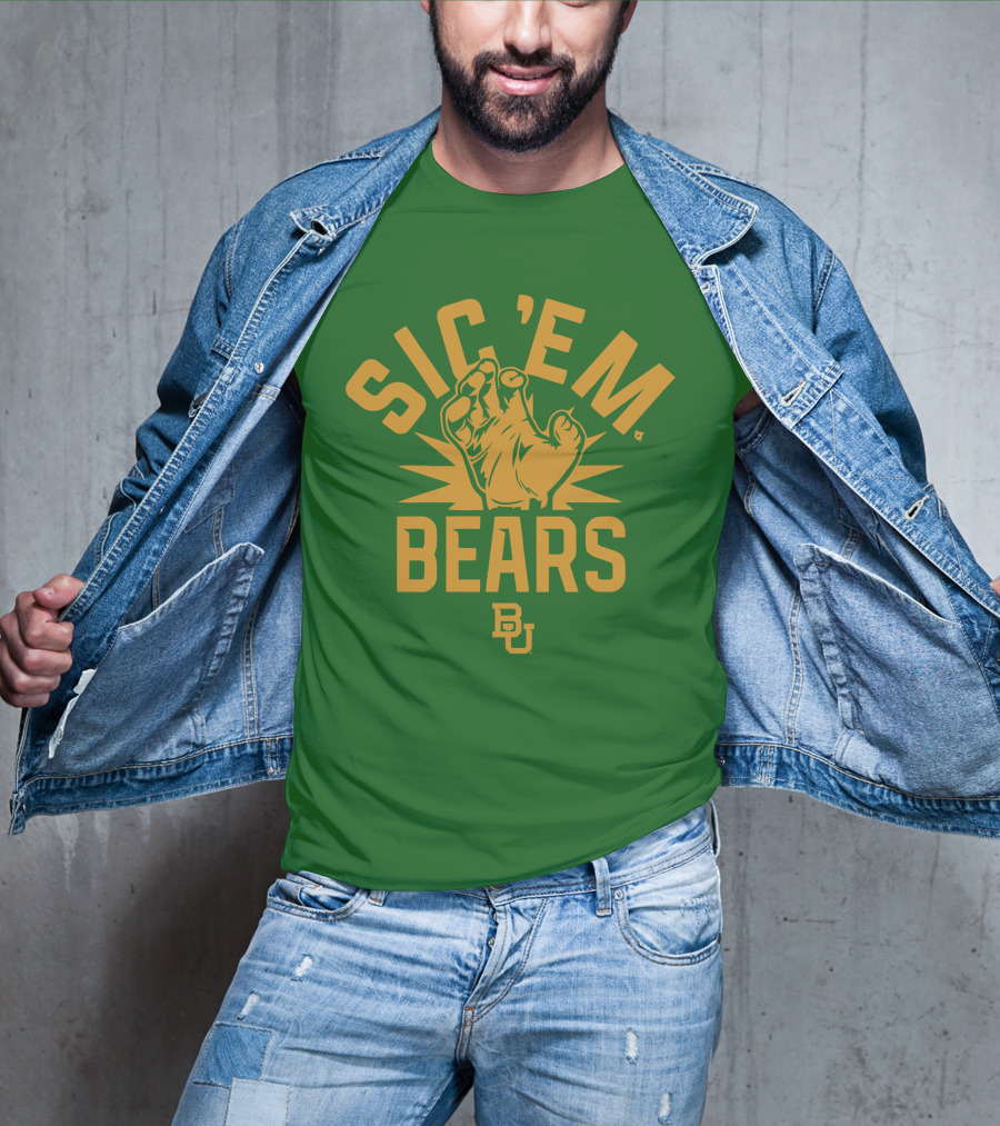Sic 'Em Bears BU Baylor Paw Green Gold T-Shirt