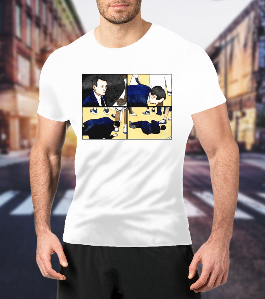 Collapse Basketball Comic Coach On Court Scene T-Shirt