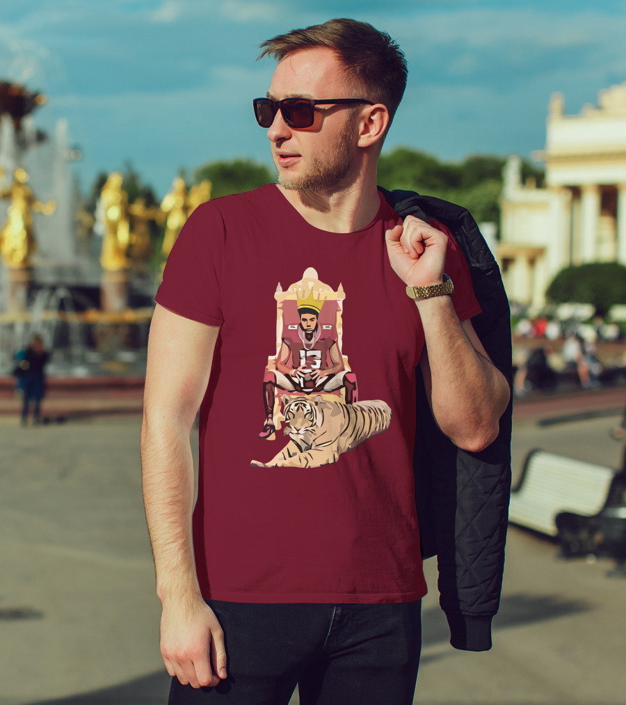 Jordan Travis College King Football Throne With Crown And Tiger T-Shirt