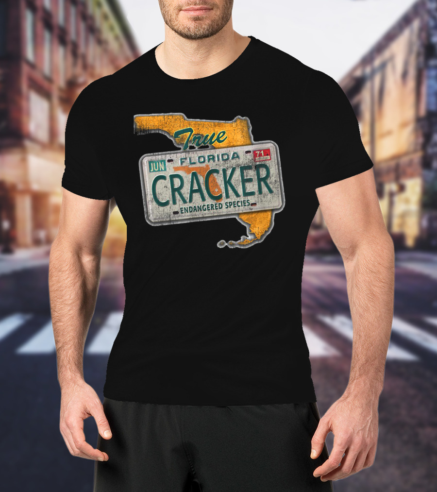 True Florida Cracker Endangered Species License Plate Map T-Shirt