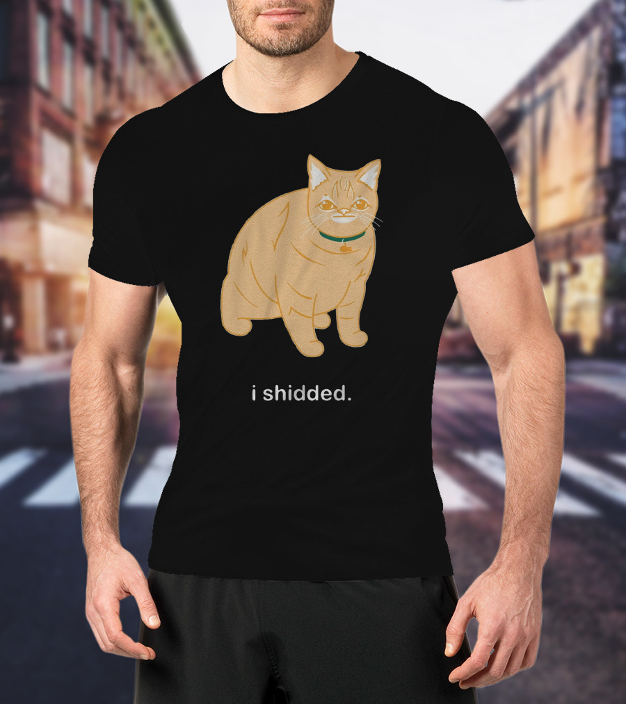 I Shidded Cat Orange Feline With Green Collar T-Shirt