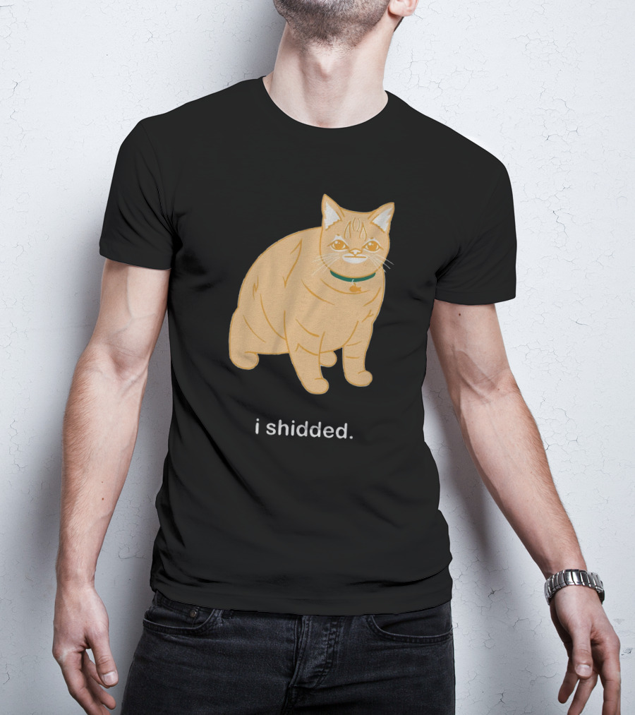 I Shidded Cat Orange Feline With Green Collar T-Shirt