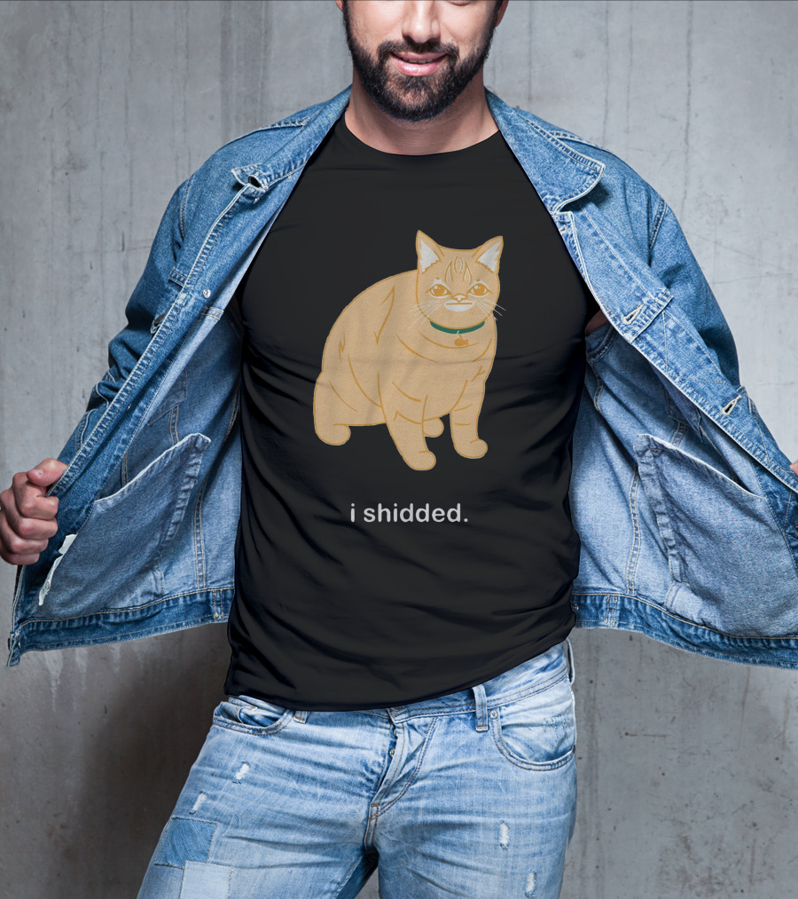 I Shidded Cat Orange Feline With Green Collar T-Shirt