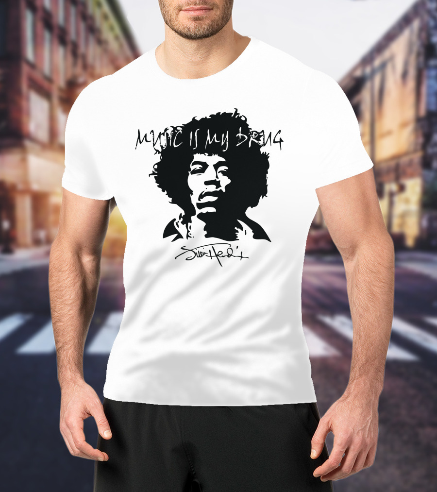 Jimi Hendrix Music Is My Drug Face T-Shirt