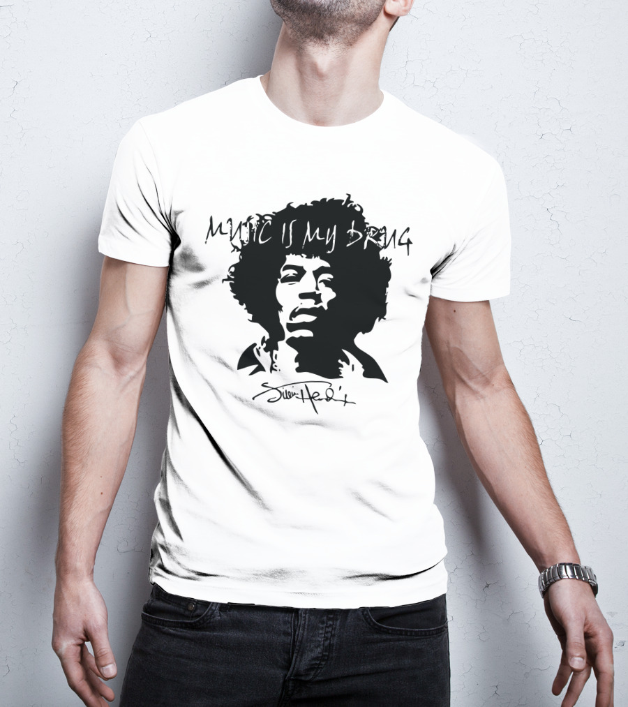 Jimi Hendrix Music Is My Drug Face T-Shirt