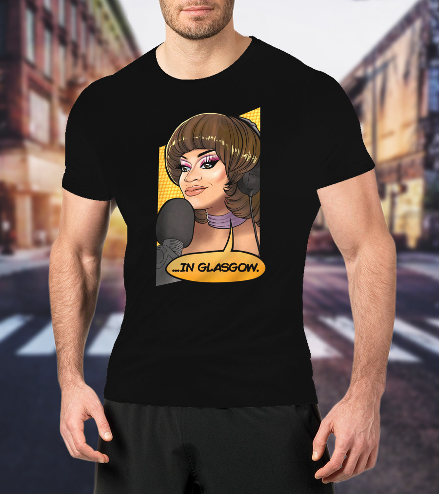 Mybest Judy .in Glasgow Pop Art Style Radio Host Microphone Comic T-Shirt