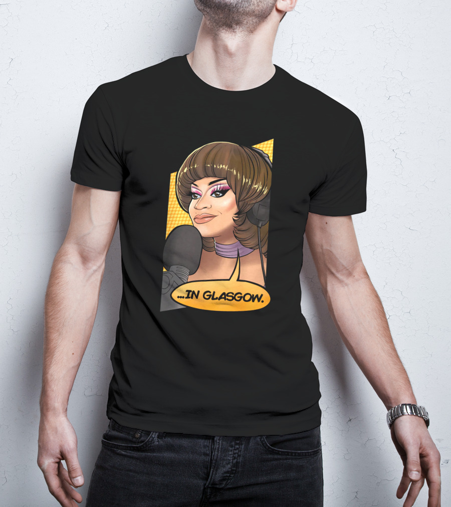 Mybest Judy .in Glasgow Pop Art Style Radio Host Microphone Comic T-Shirt