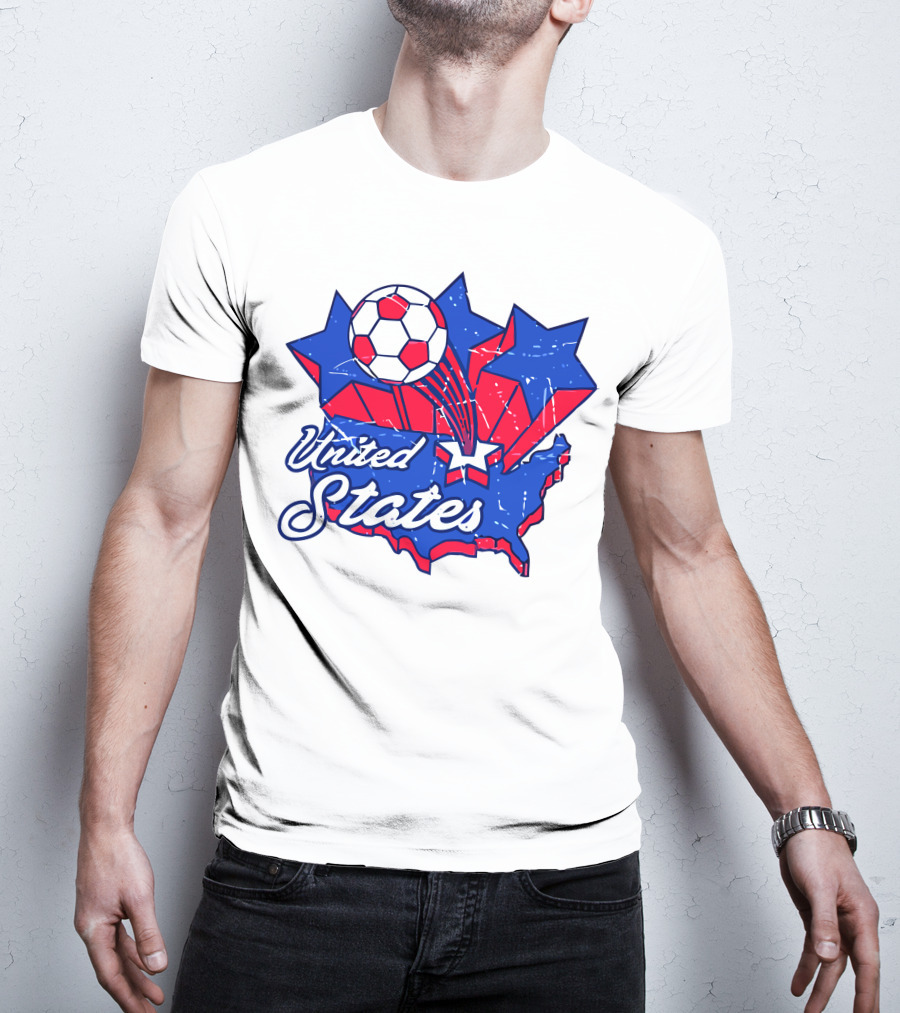 United States Soccer Vintage Map Stars And Ball T-Shirt