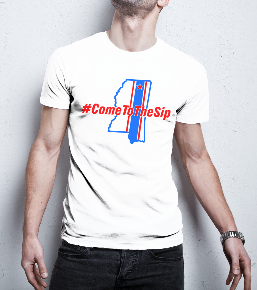 ComeToTheSip Mississippi Map Blue Red Star T-Shirt