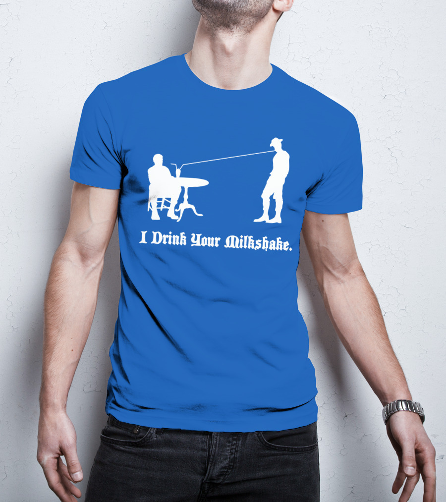 I Drink Your Milkshake Vintage Silhouette Blue T-Shirt