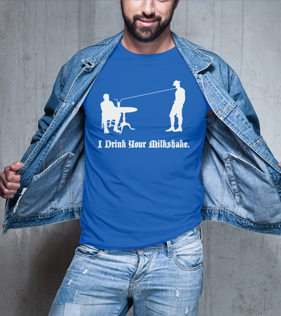 I Drink Your Milkshake Vintage Silhouette Blue T-Shirt