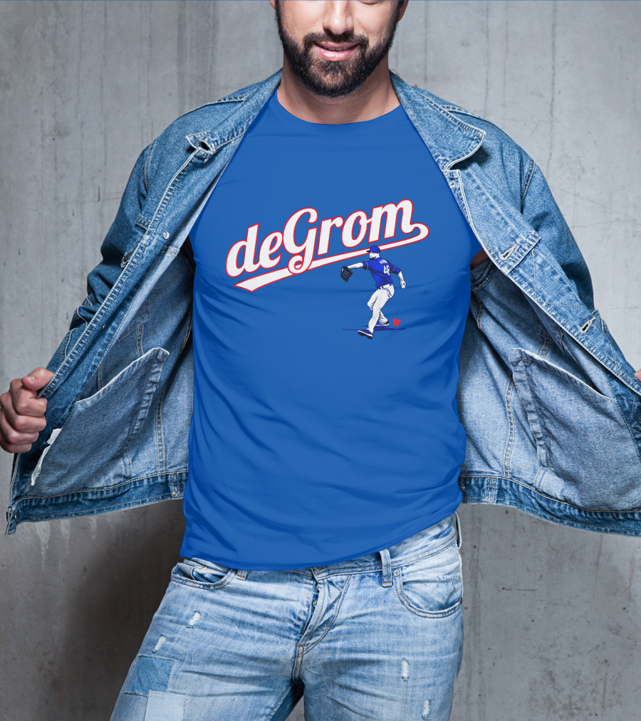 DeGrom Texas Pitching Action Logo Blue T-Shirt