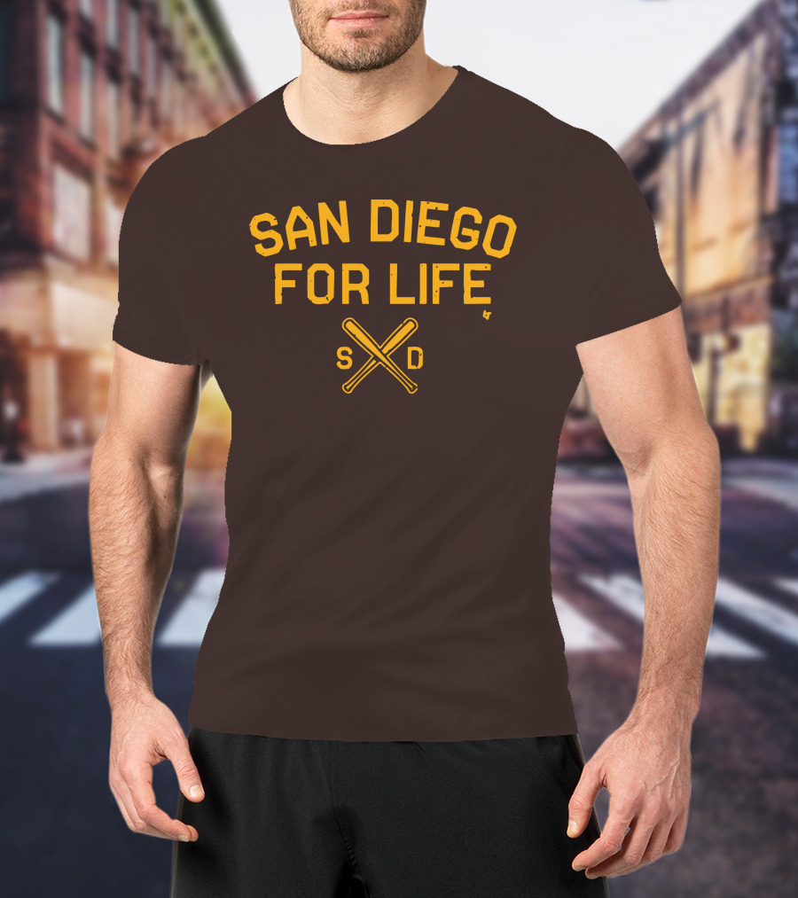 San Diego For Life SD Crossed Baseball Bats T-Shirt