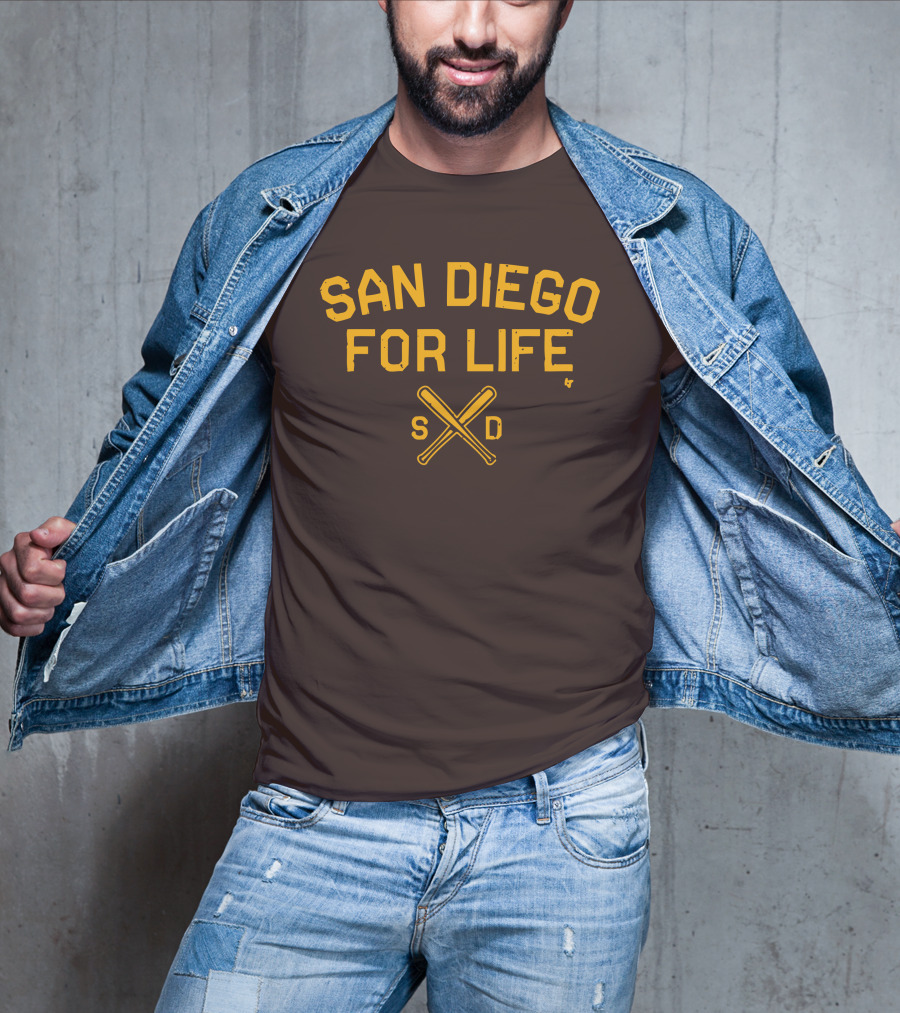 San Diego For Life SD Crossed Baseball Bats T-Shirt