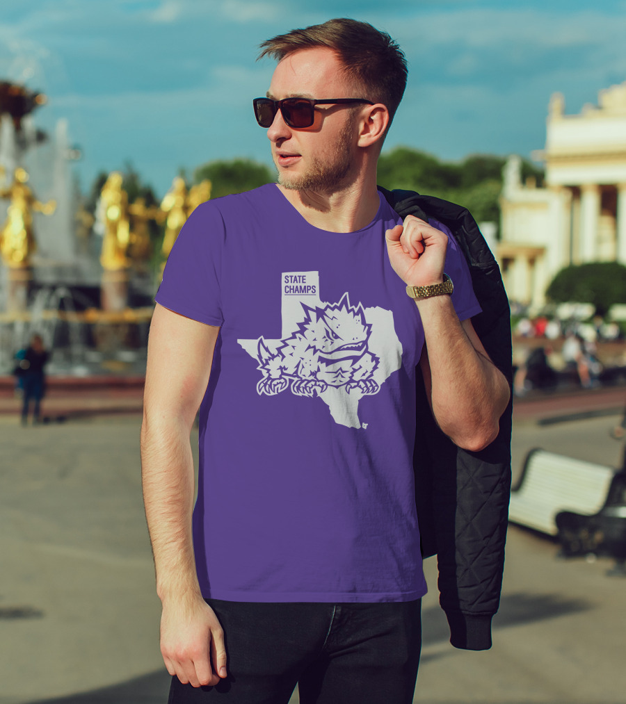 TCU State Champs Texas Horned Frog Outline T-Shirt