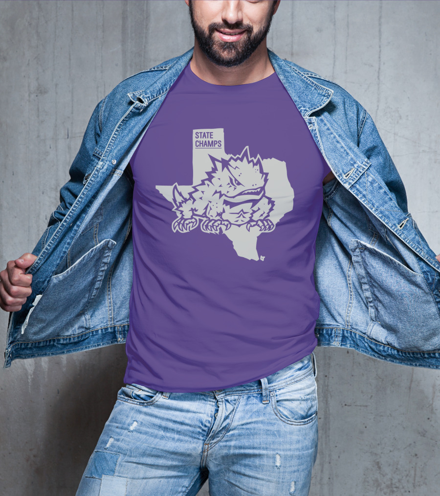 TCU State Champs Texas Horned Frog Outline T-Shirt