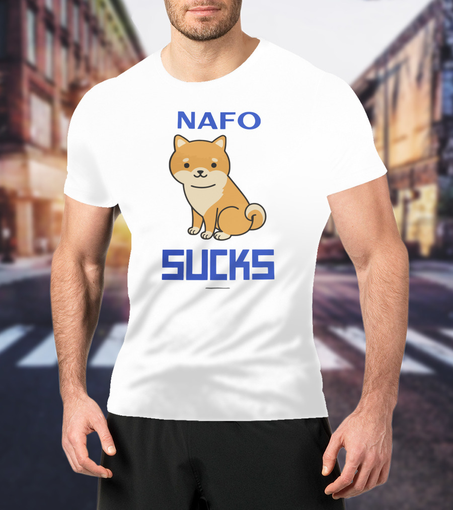 NAFO Sucks Cute Dog Cartoon T-Shirt