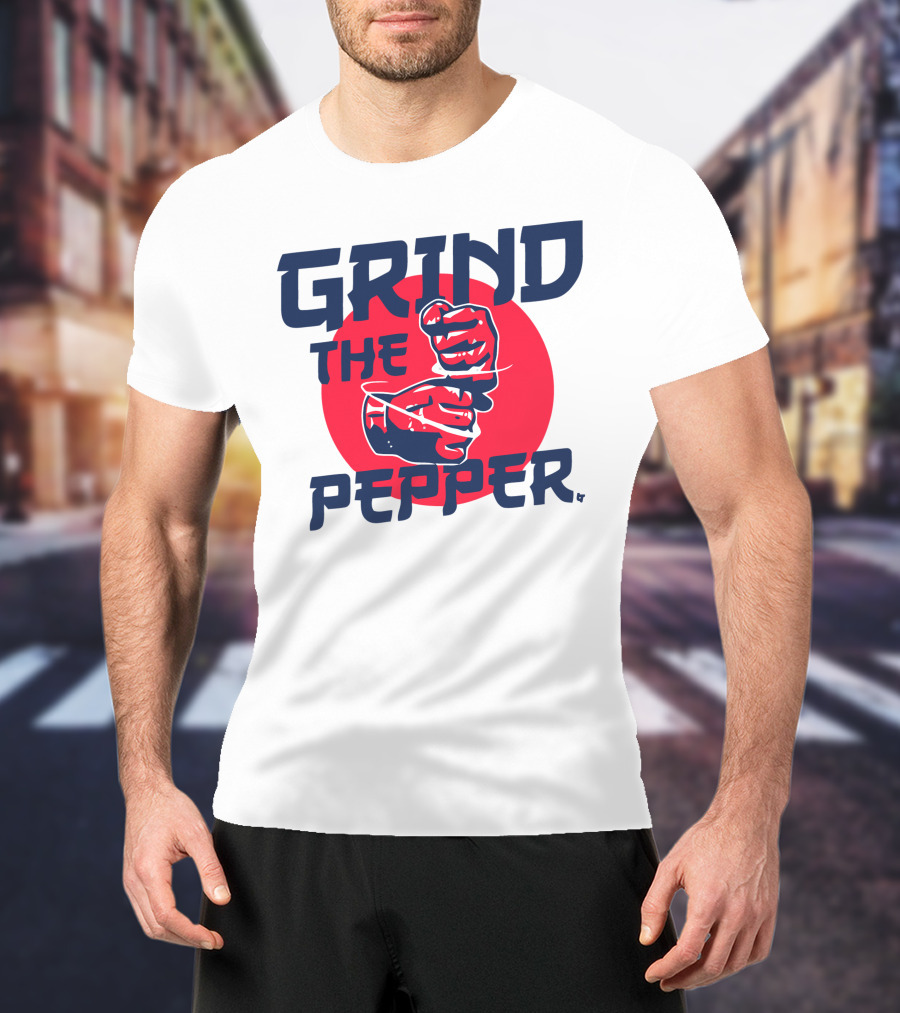 Grind The Pepper Japan Hand Gesture Red Circle Background T-Shirt
