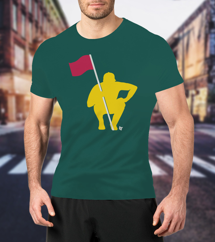 The Caddie Network April In Georgia Crouching Golfer With Red Flag T-Shirt