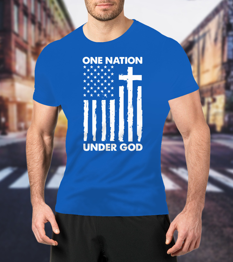 One Nation Under God American Flag Cross Stars Stripes Representation T-Shirt
