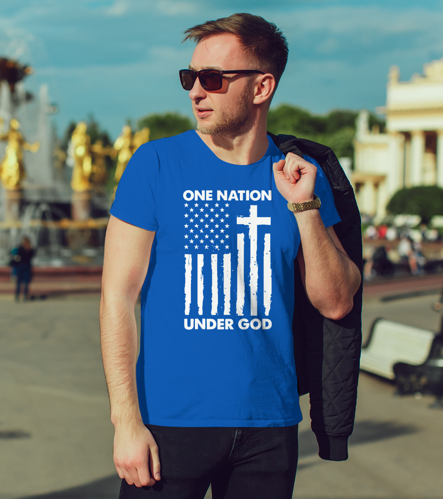 One Nation Under God American Flag Cross Stars Stripes Representation T-Shirt