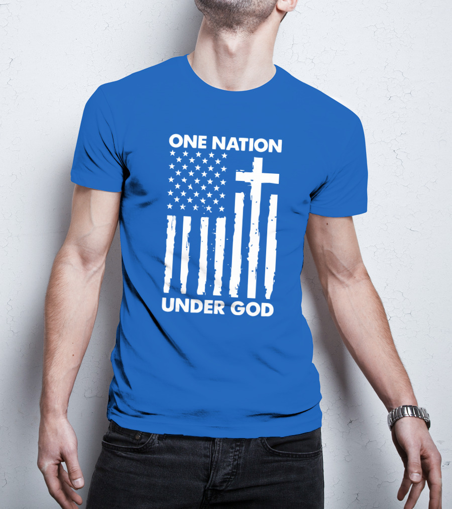 One Nation Under God American Flag Cross Stars Stripes Representation T-Shirt