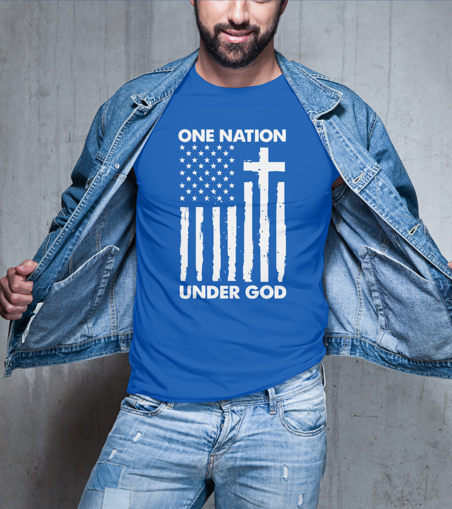One Nation Under God American Flag Cross Stars Stripes Representation T-Shirt