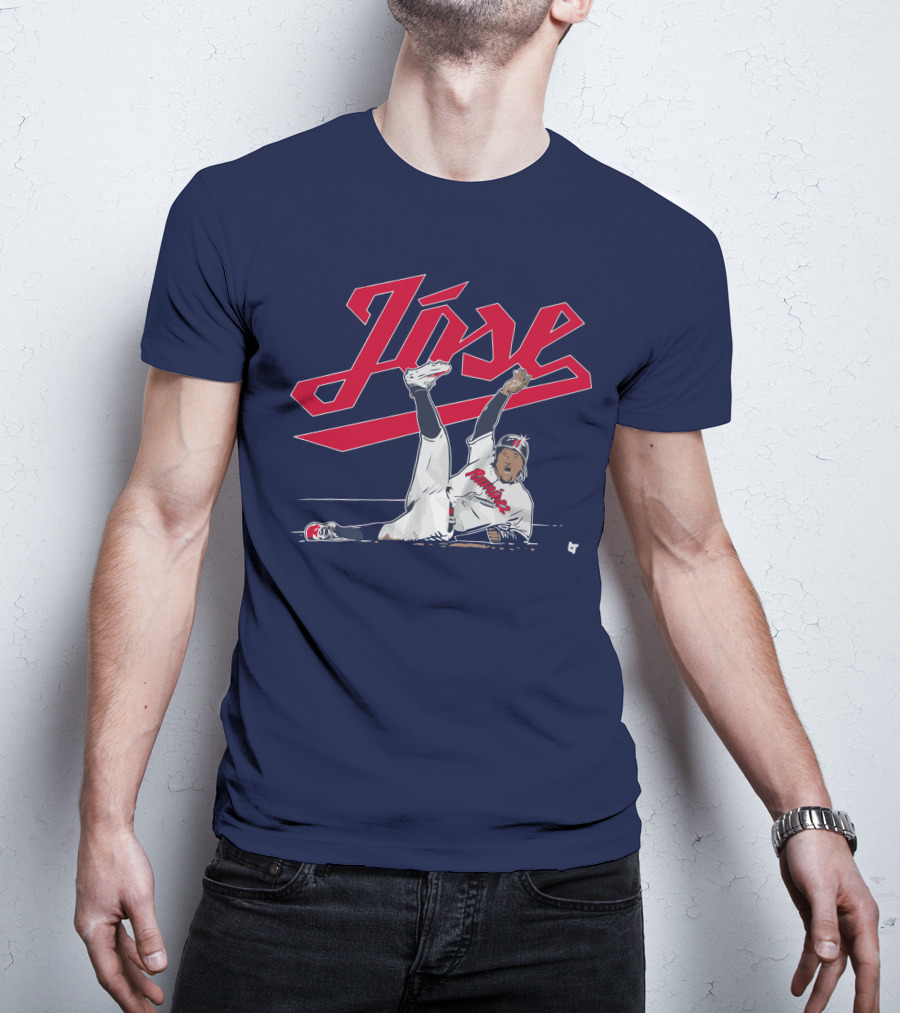 José Ramírez Slide Illustration With Cleveland Baseball Inspiration T-Shirt
