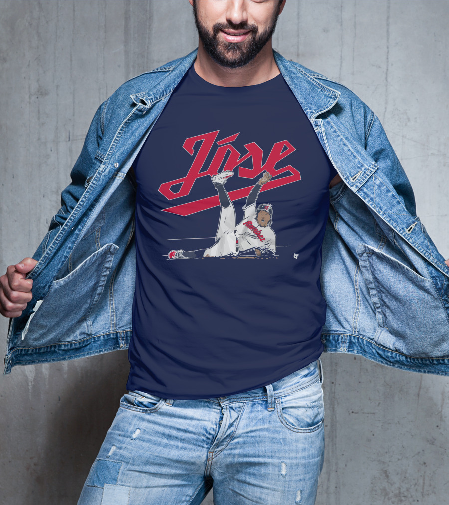 José Ramírez Slide Illustration With Cleveland Baseball Inspiration T-Shirt