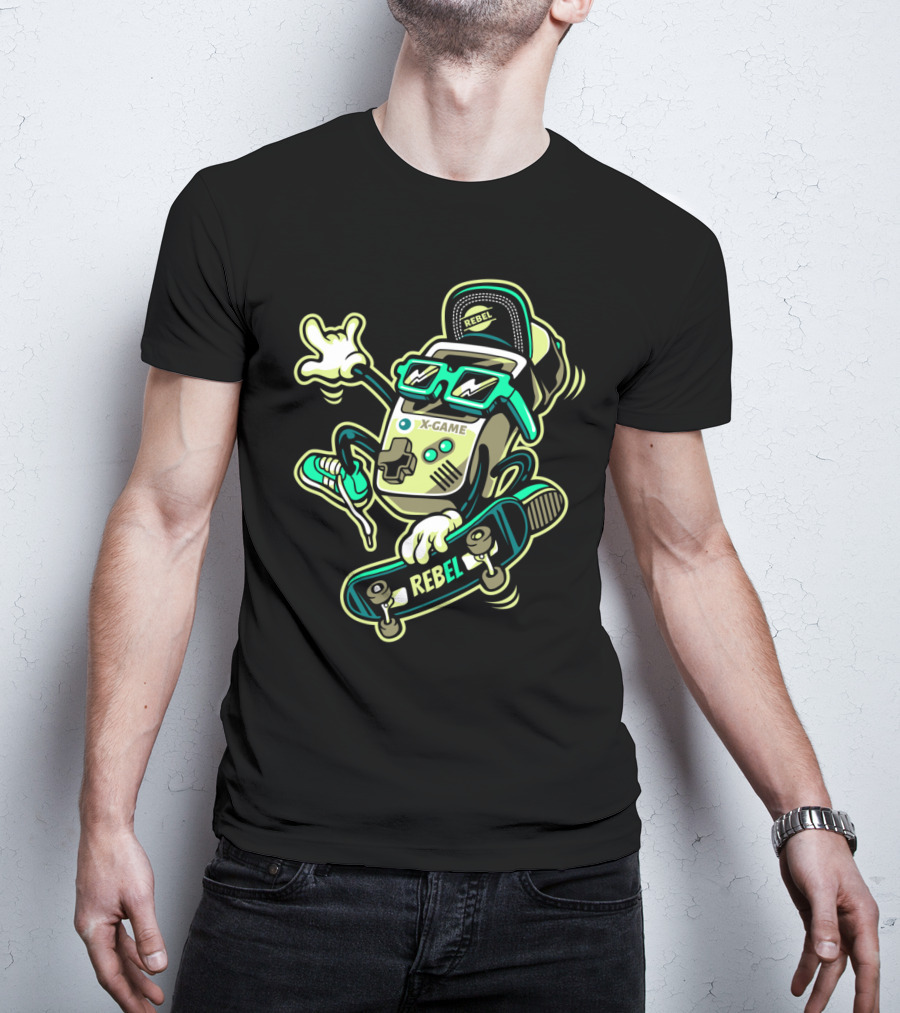 X-Game Rebel Skates Retro Gamer T-Shirt