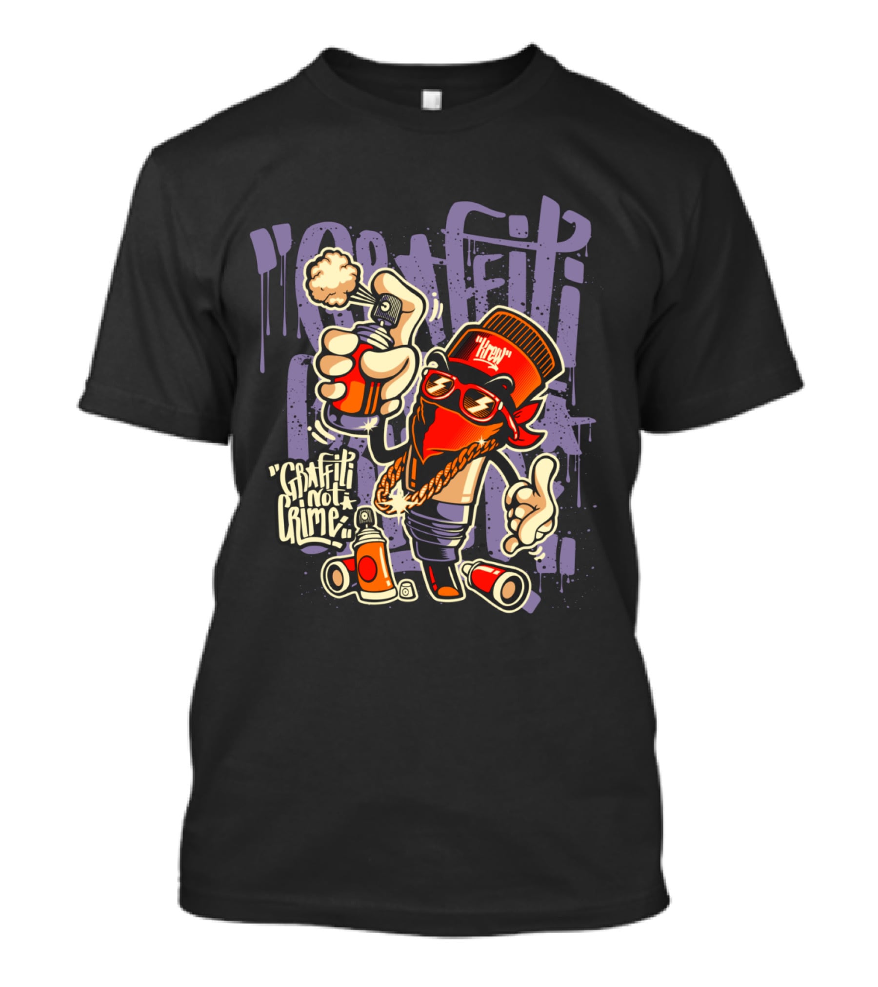 Graffiti Not Crime Spray Paint Character With Red Hat And Sunglasses T-Shirt