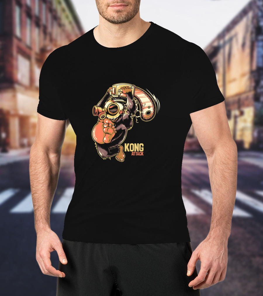 Kong Attack Gas Mask Chainsaw Rampage T-Shirt