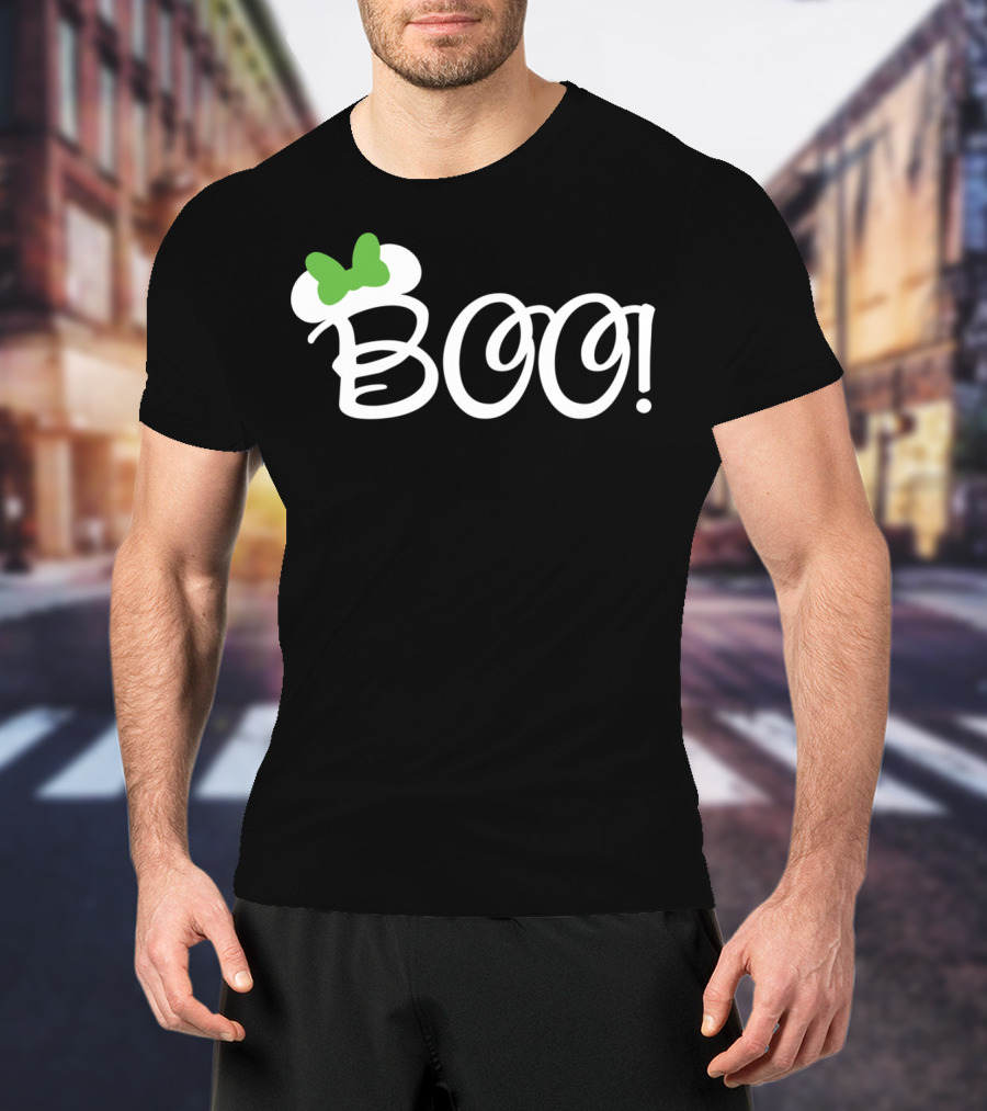 Boo Green Bow Halloween Cartoon Relaxed Fit T-Shirt