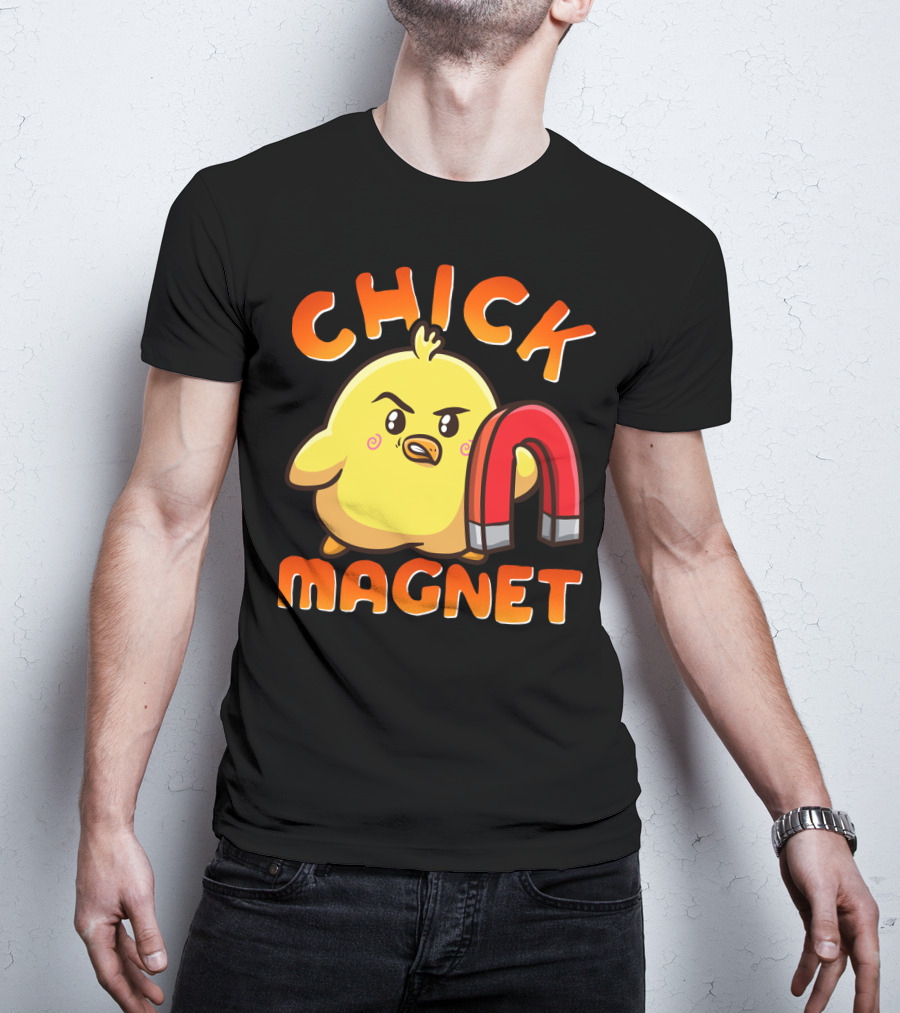 Chick Magnet Funny Halloween Costume Magnetic Little Chick With Magnet T-Shirt