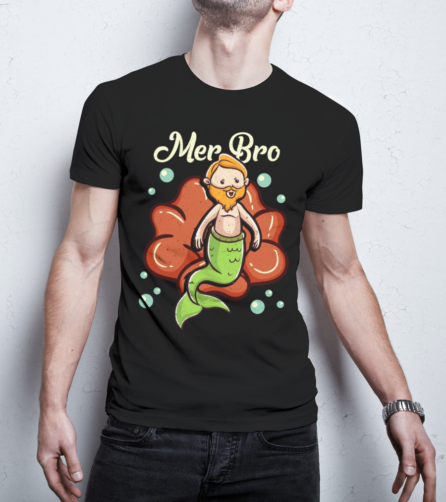 Merbro Merman Brother Of Mermaid Swimming Dad Security T-Shirt