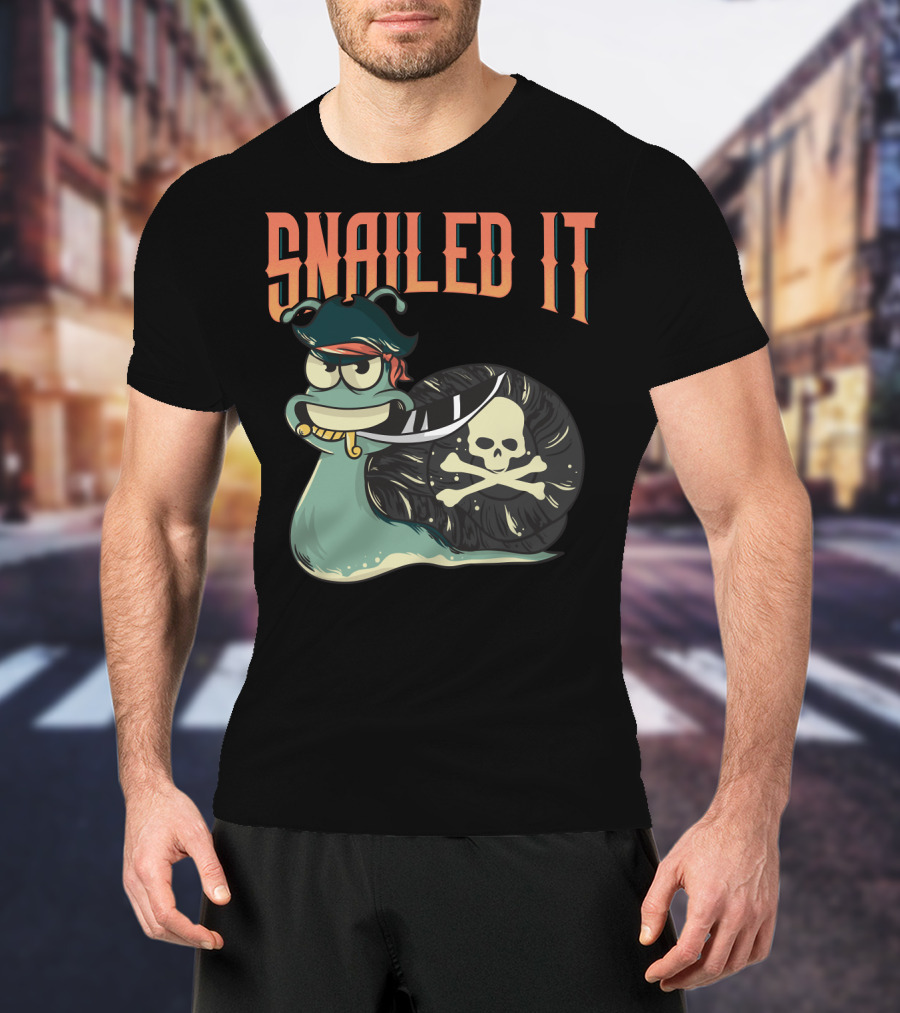 Snailed It Pirate Skull Snail Kawaii T-Shirt