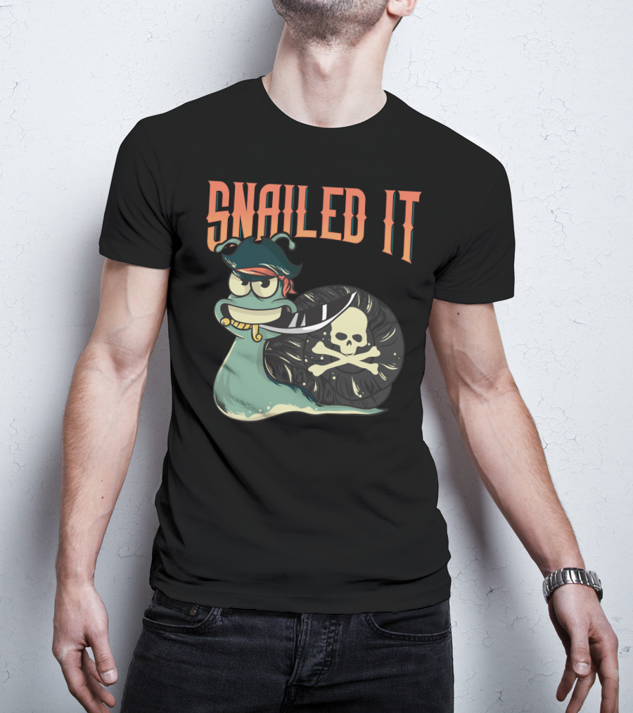 Snailed It Pirate Skull Snail Kawaii T-Shirt