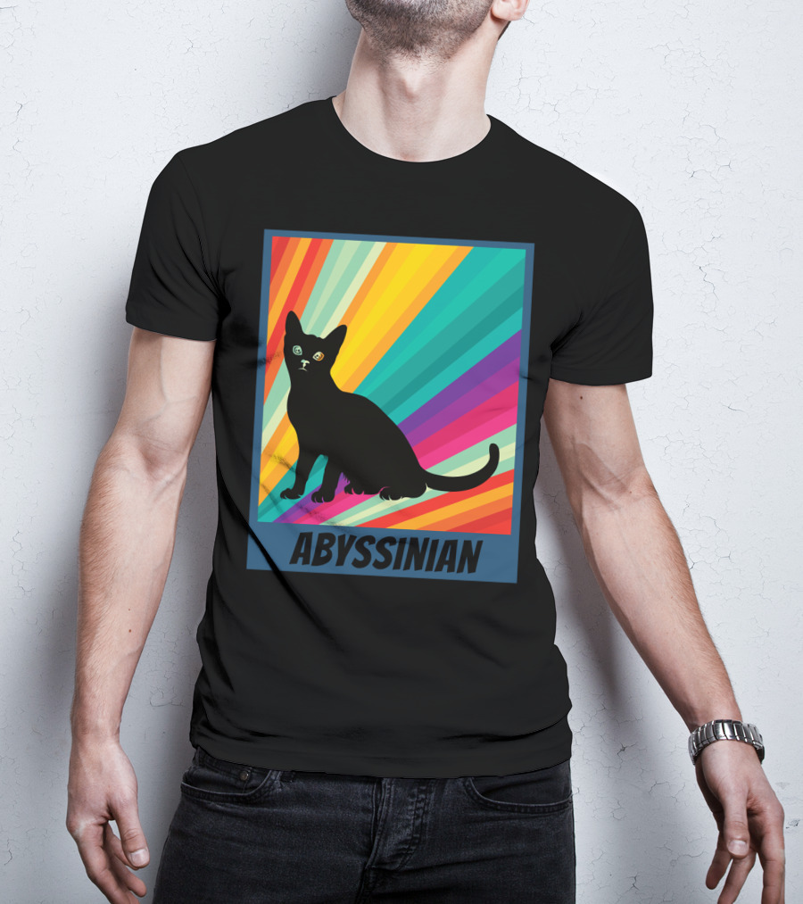 Abyssinian Cat Retro Rainbow T-Shirt