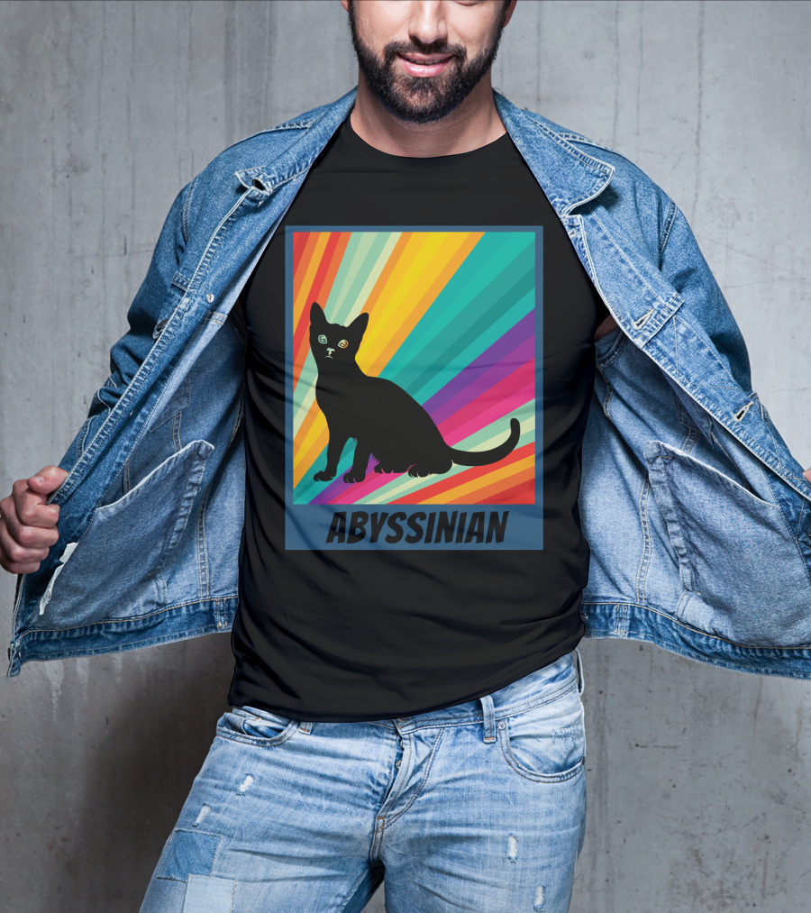 Abyssinian Cat Retro Rainbow T-Shirt