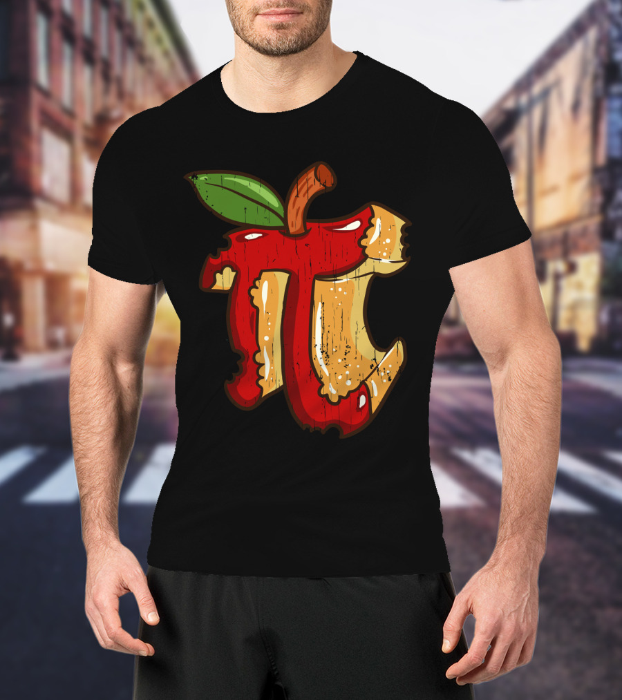 Math Teacher Apple Pi Day 3.14 Funny Math Pun Back To School Apple Core Pi T-Shirt