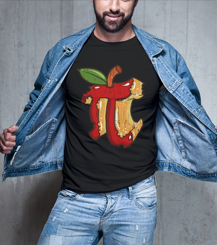 Math Teacher Apple Pi Day 3.14 Funny Math Pun Back To School Apple Core Pi T-Shirt