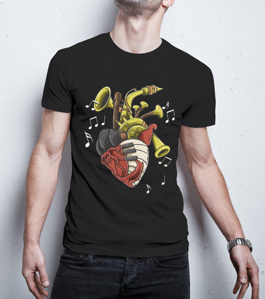 Musician Heart Love Music Passion Musical Instruments Notes T-Shirt