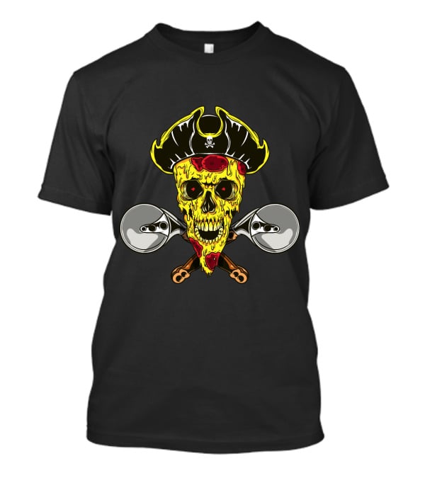 Pirate Skull Pizza With Crossed Wheel Cutters T-Shirt