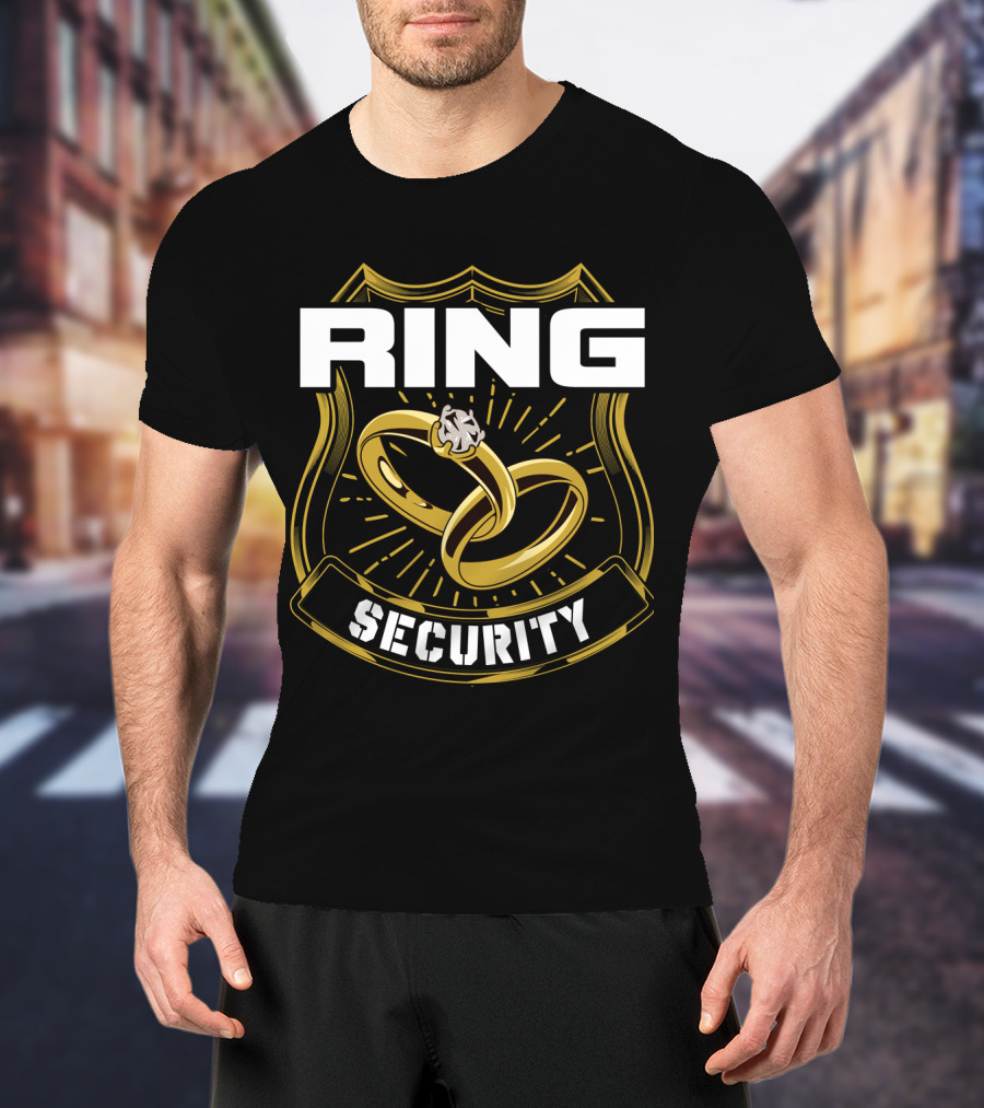 Ring Security Wedding Party Badge With Gold Rings T-Shirt