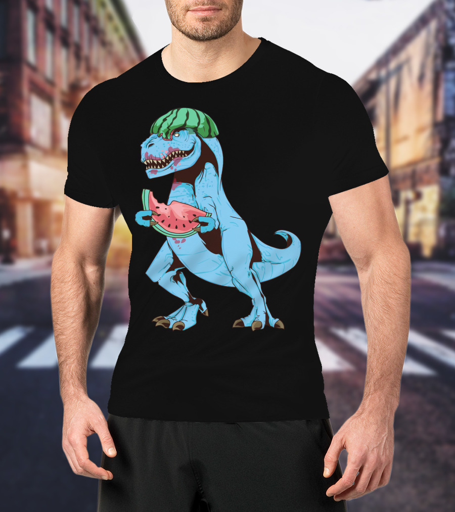 One In A Melon Watermelon Dinosaur Rex Summer Fruit T-Shirt